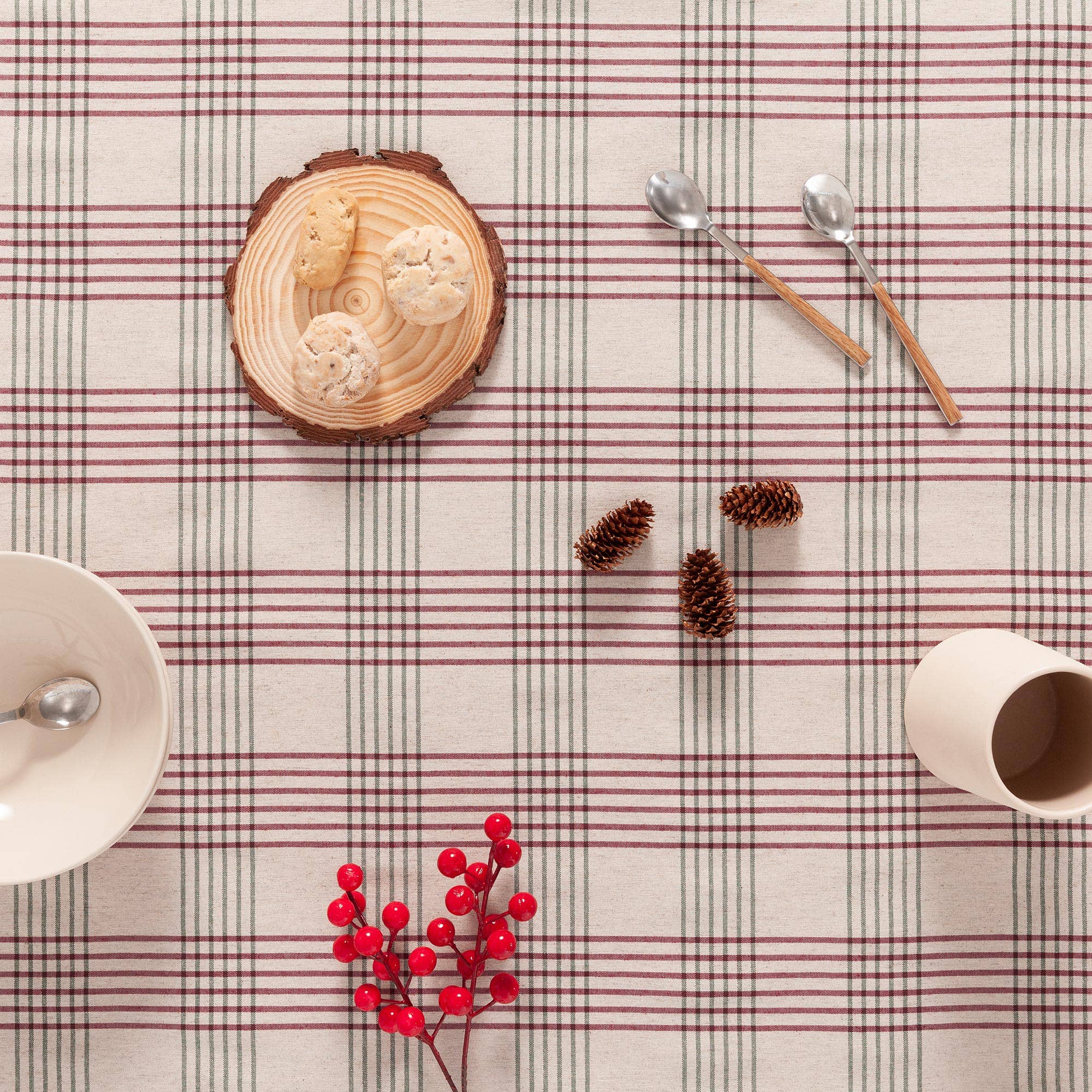 GAMUSI - Wholesale Tablecloth - GARNET soft linen Christmas jacquard tablecloth1