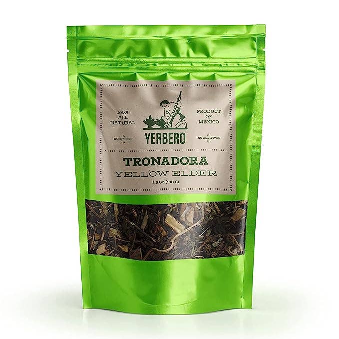 YERBERO – wholesale Loose tea – Yerbero - Tronadora (Yellow Elder) Herbal Tea 3.5 oz (100gr). Stand Alone Reasealable Bag. Keep Fresh Tea.
