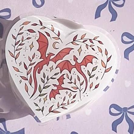 Heart shaped dragons acrylic kindle grip for wholesale by Romantasy Designs