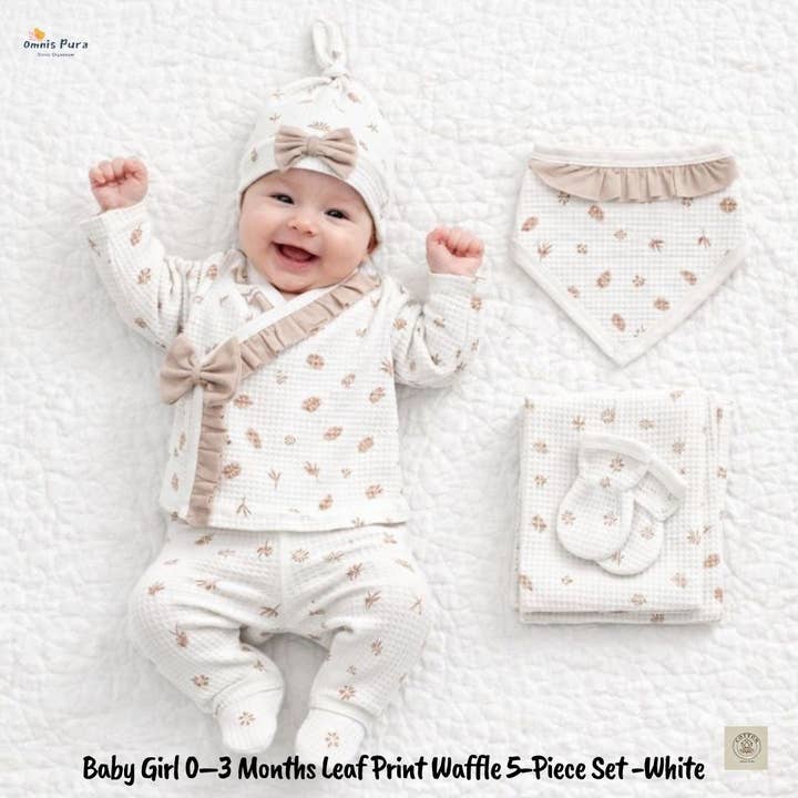 Neonata 0–3 Mesi Foglia Waffle Cotone 5 Pezzi per la vendita all'ingrosso da parte di Omnis Pura