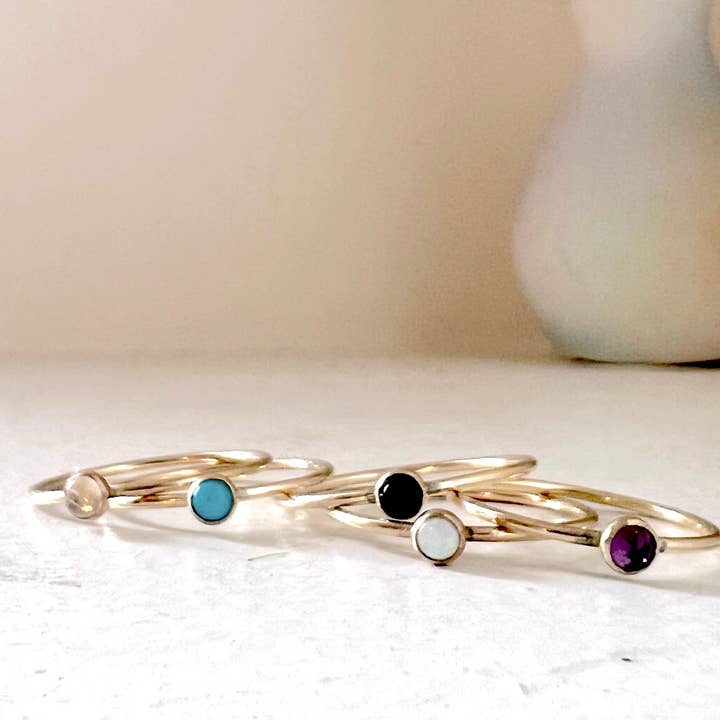 Stacking Ring in 14k Goldfilled with various gemstones for wholesale by Rachel Pfeffer