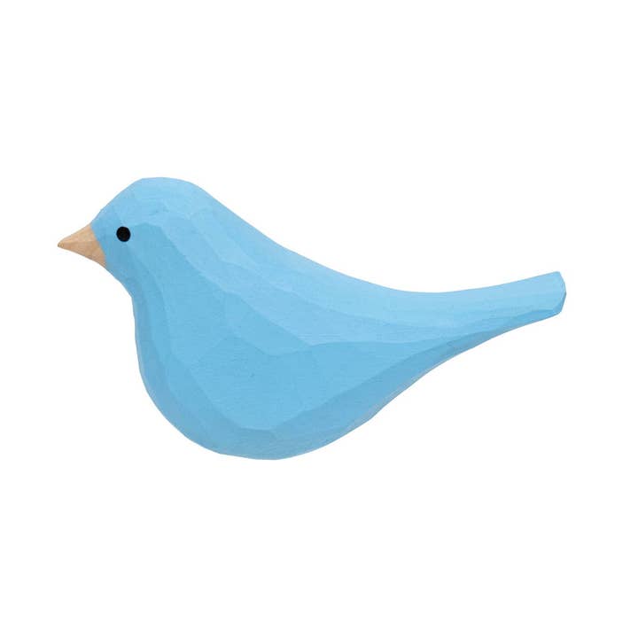 Hellblauer geschnitzter Vogelsitzer - 7 cm für den Großhandel von CWI Gifts