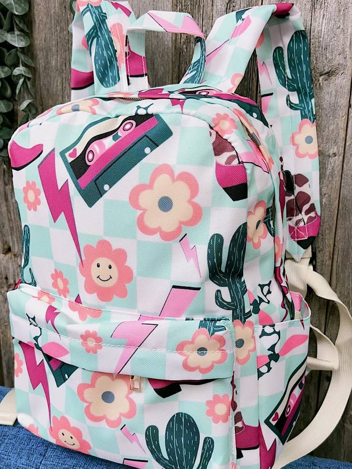 Strike, Floral, Cactus Printed Kids Backpack for wholesale by Kids Charm Online