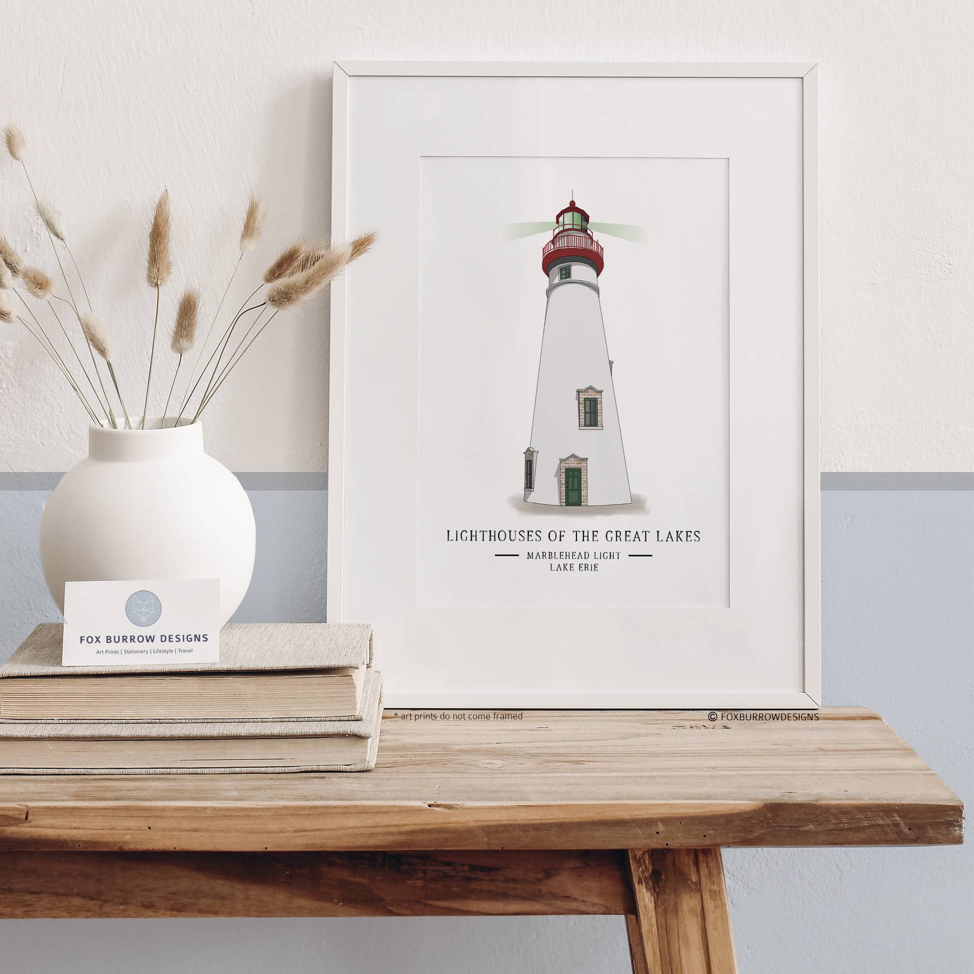 Fox Burrow Designs – wholesale Konsttryck – Marblehead Light Konsttryck - Fyrar i de stora sjöarna2