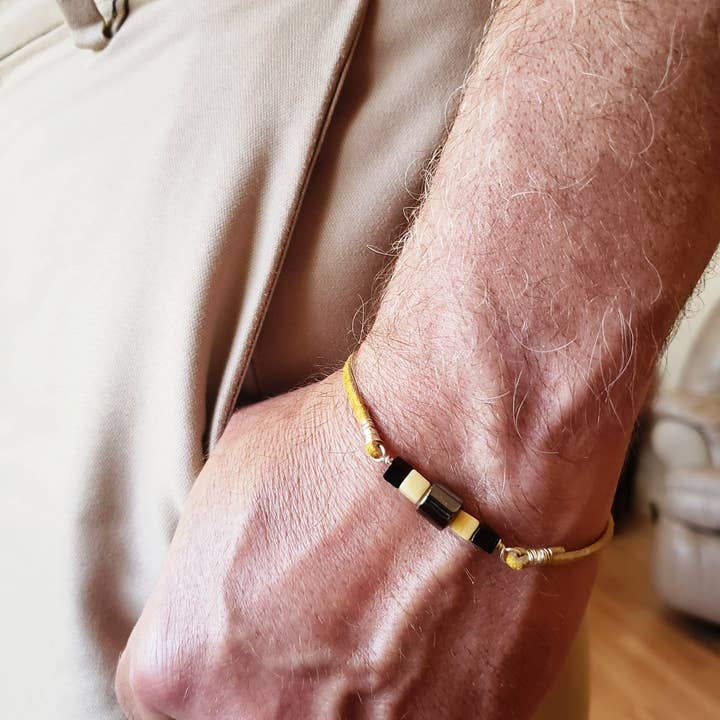 Black and Yellow Bracelet For Men for wholesale by MINU Jewels