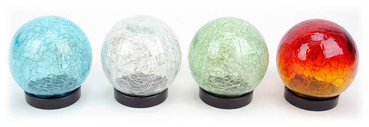 Will's Company - Wholesale Outdoor/Lawn Light - Solar Crackled Glass Globe Ball Light, Set of 2 in 4 colors15