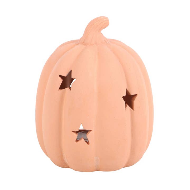 WONDER IMPORTS AUSTRALIA - Wholesale Candle Holder - Neutral Terracotta Pumpkin Tealight Holder With Stars0