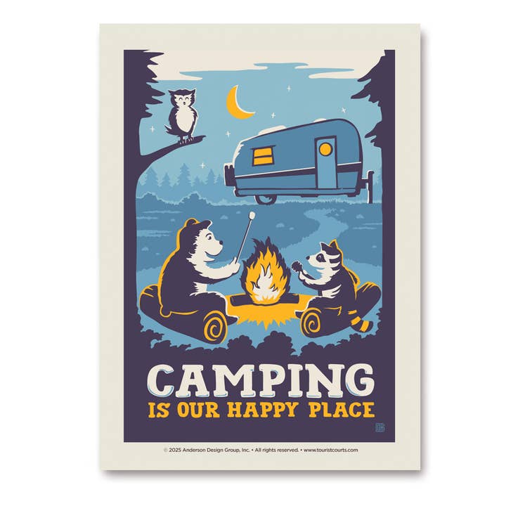 Tourist Courts - Wholesale Sticker - Camping is Our Happy Place Vert Sticker