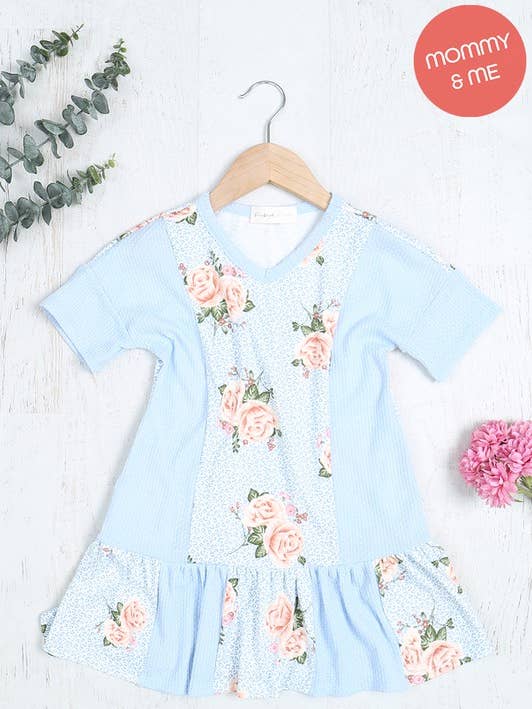 You & Me - Wholesale Dress - Kids - SALE!!! PPD10387TK-KIDS LEOPARD FLORAL CONTRAST SOLID HACCI1