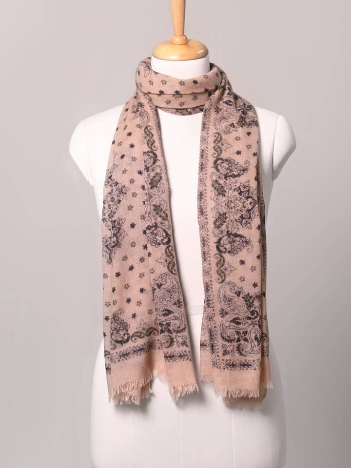 Écharpe en laine à imprimé paisley Starlight - Blanc cassé | SVEŽElife pour la vente par SVEZElife