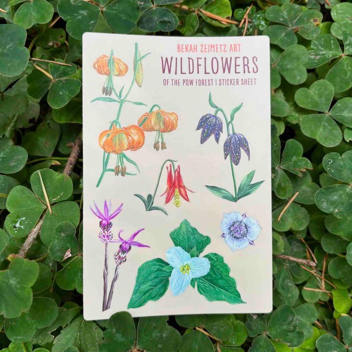 Wildflowers of the Pacific Northwest Forest | Sticker Sheet for wholesale by Bekah Zeimetz Art