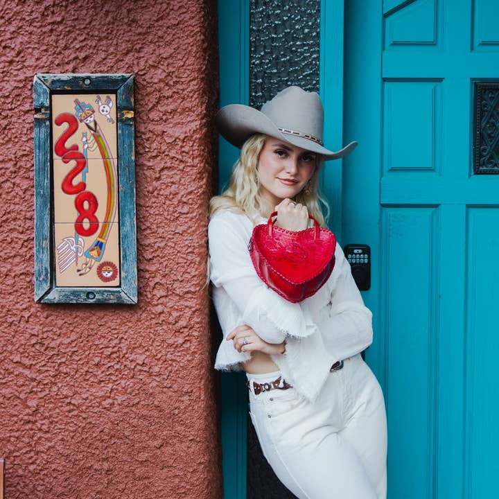 Adela Artisan Made LLC - Wholesale Crossbody Bag - Women's - Red Heart Leather Purse7