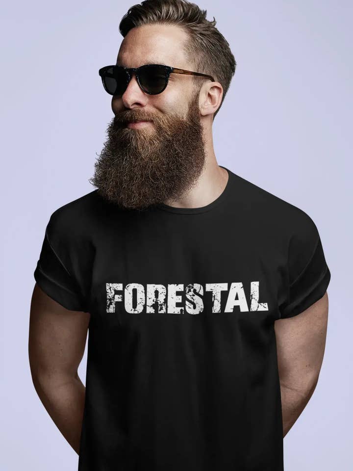T-shirt noir Forestal pour homme, cadeau d'anniversaire 00550 pour la vente par ULTRABASIC