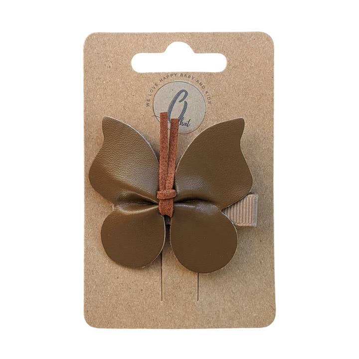 Clipe de jacaré look couro borboleta Sepia OK 3700 por atacado de Othat- We love happy baby & kids