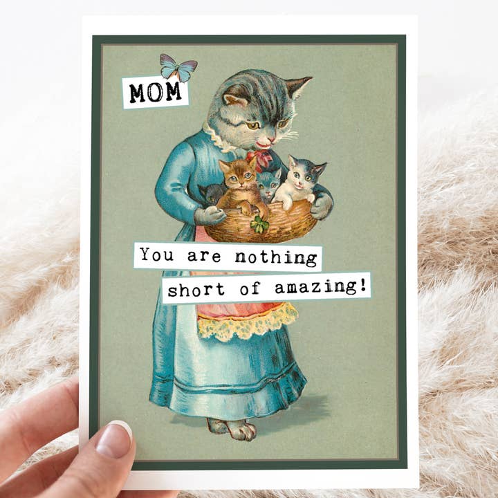 Cartão de saudação. Mãe, não és nada menos que incrível. Gato. por atacado de Cheerful Whimsies