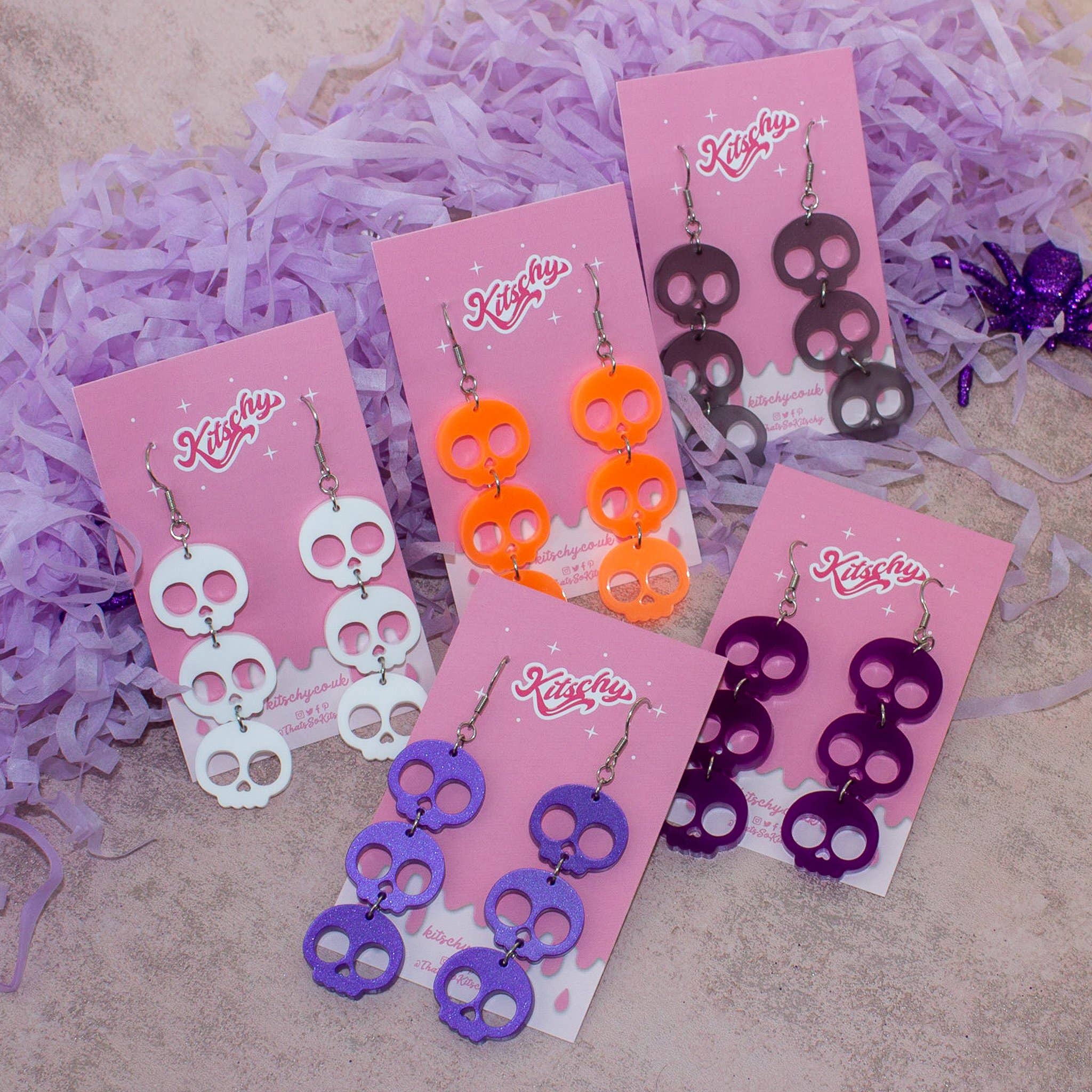 Kitschy - Wholesale Dangle Earrings - Sinners Skull Drop Earrings Laser Cut Acrylic3