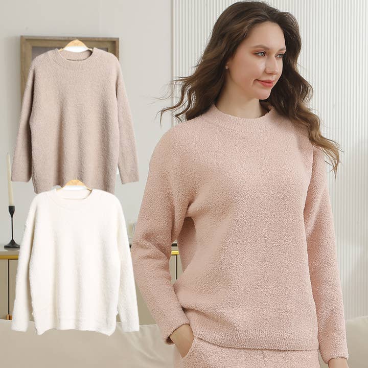 Fashion City - Wholesale Knit Sweater - Women's - Solid Color Crew Neck Plain Sweater