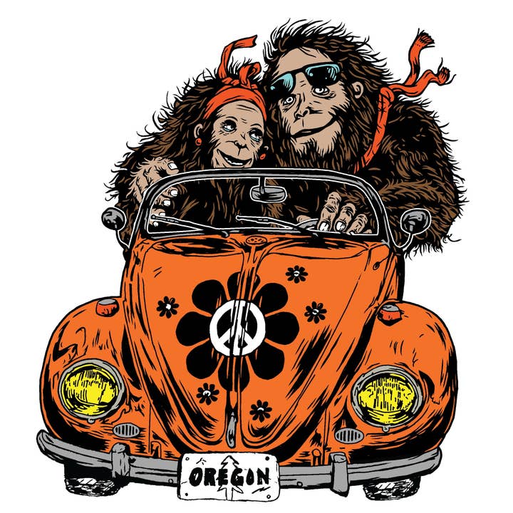Oregon VW Bug Squatch Bigfoot | Vinyl Sticker for wholesale by Little Bay Root