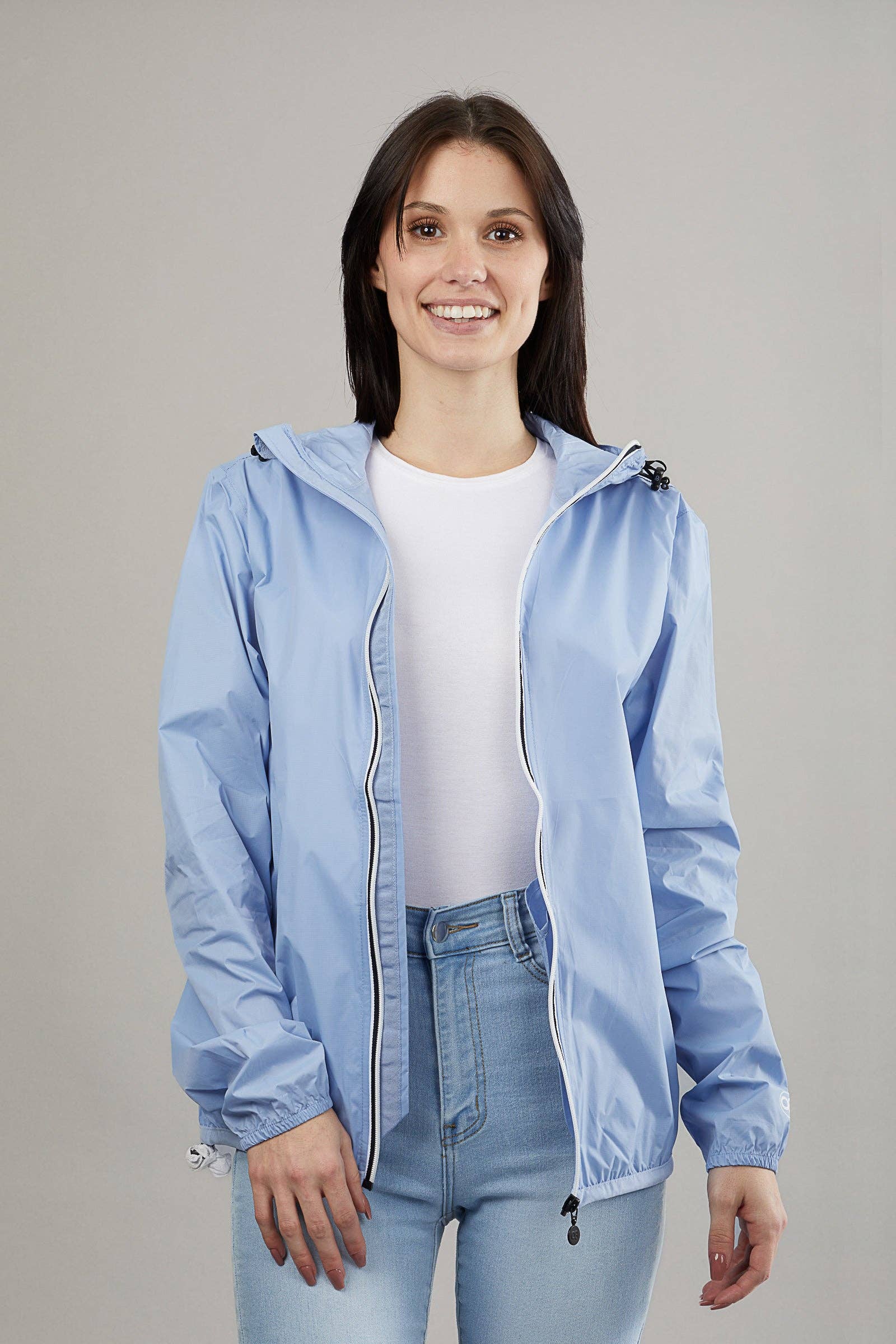O8 Lifestyle - Wholesale Windbreaker - Women's - Women Boyfriend fit - Powder blue full zip packable rain jacket and windbreaker3