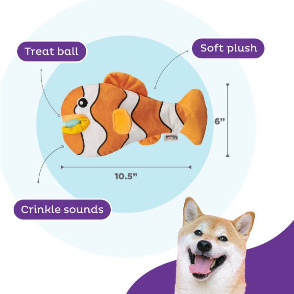 Pet Palette Distribution - Wholesale Pet Plush Toy - Dog - Nina Ottosson Big Mouthz Clown Fish Dog Puzzle Toy Orange2