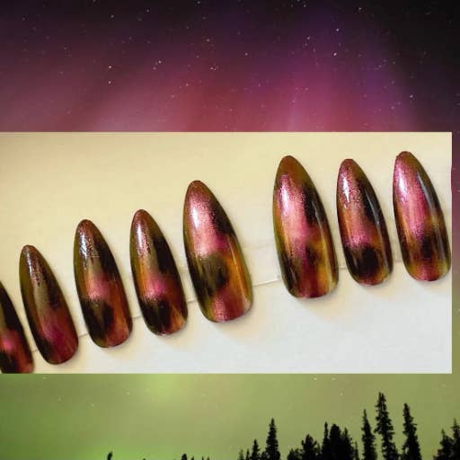 Aurora Roseus 3D press-on nails for wholesale by Space Witch Nails