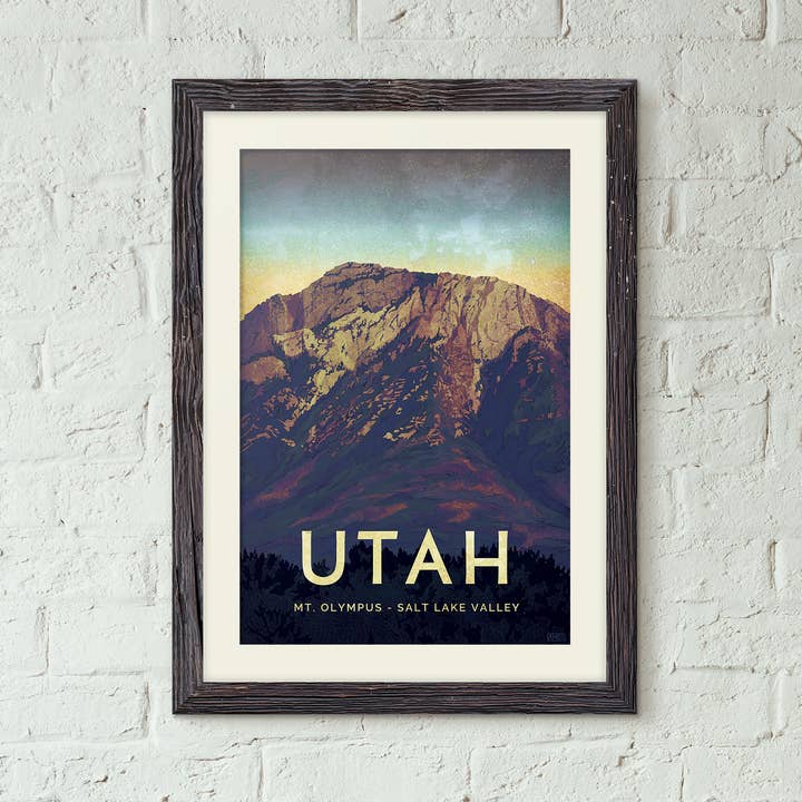 Utah, Mt Olympus - Affiche de voyage vintage (copie) pour la vente par Missy Ames Design and Illustration