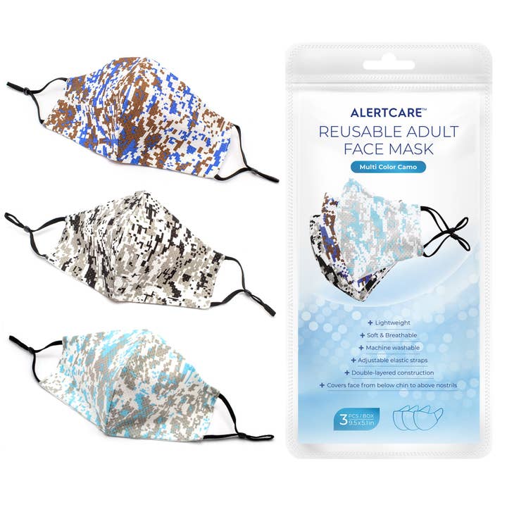 Vastmedic - Wholesale Non-Medical Disposable Mask - AlertCare Cloth Face Mask - Multi Color Camo (3 Pack)