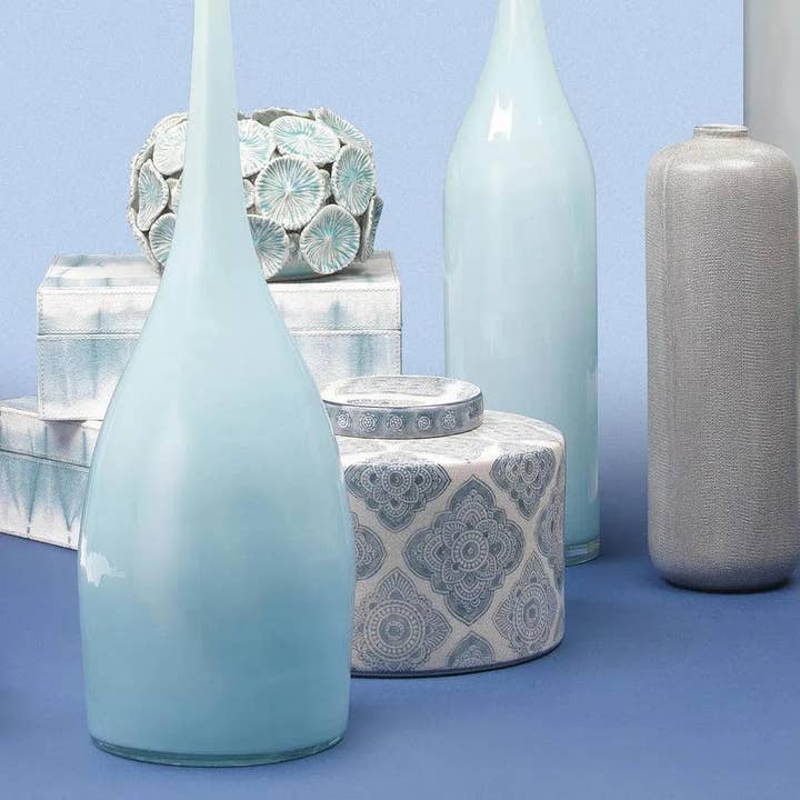 LOOMLAN - Wholesale Canister Set - Coastal Style Blue Ceramic Oran Canisters 2PC