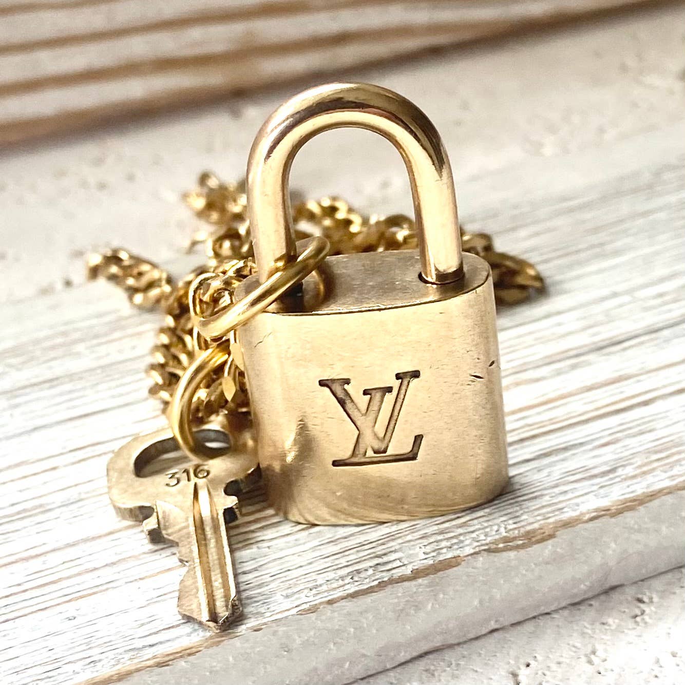 VB&CO Designs Handmade Jewelry - Wholesale Pendant/Charm Necklace - Louis Vuitton upcycled repurposed lock key necklace 2