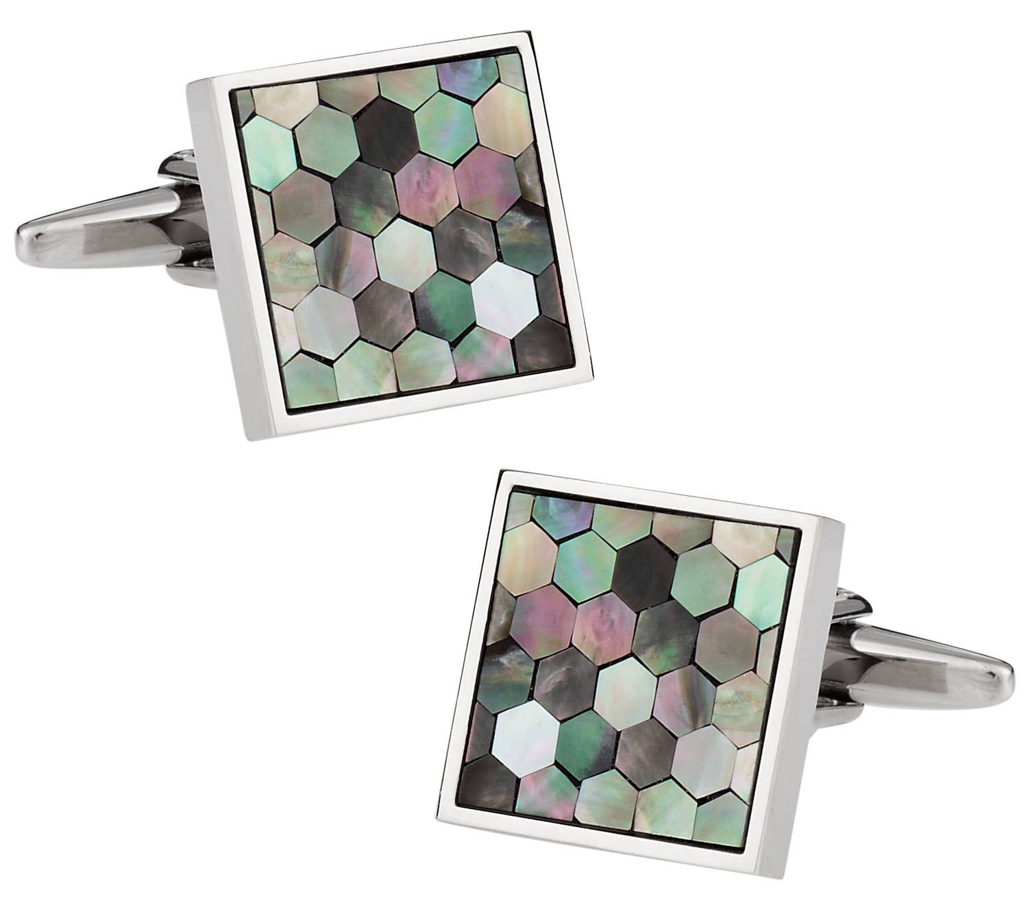 Cuff-Daddy - Wholesale Cufflinks - Smokey Mother of Pearl Honeycomb Cufflinks0
