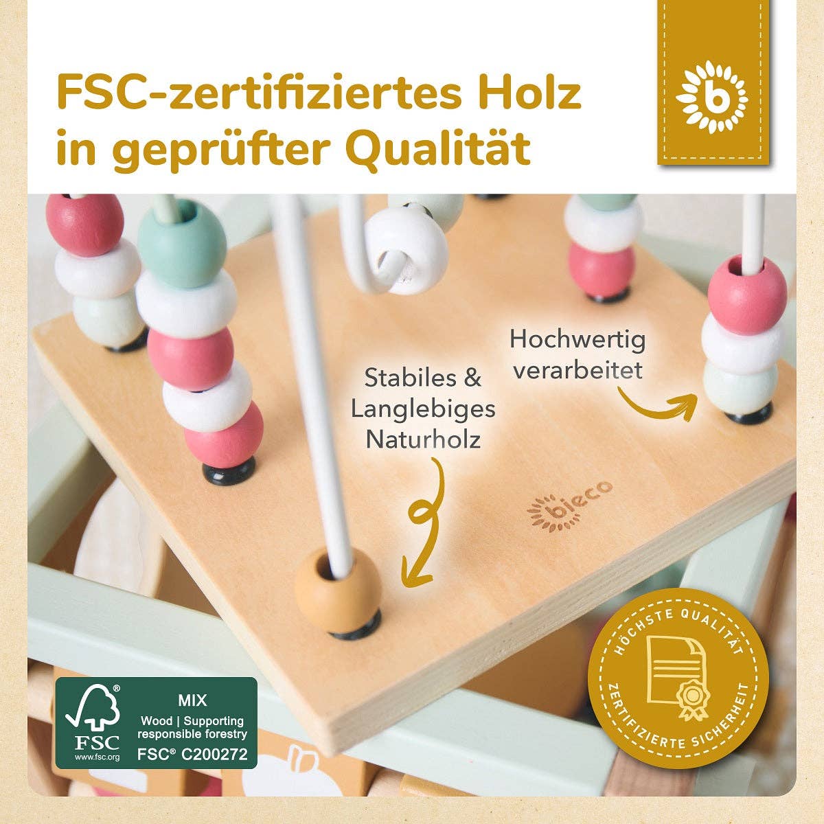Bieco Spielwaren - Wholesale Wood Toy - Kids - MOTOR SKILL CUBE BERRY FSC®6