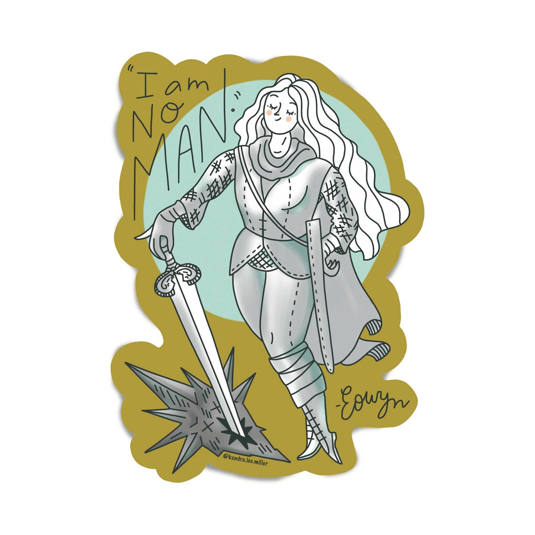 Kendra Lee Miller Art - Wholesale Sticker - I Am No Man LOTR Vinyl Sticker| Small Color Version1