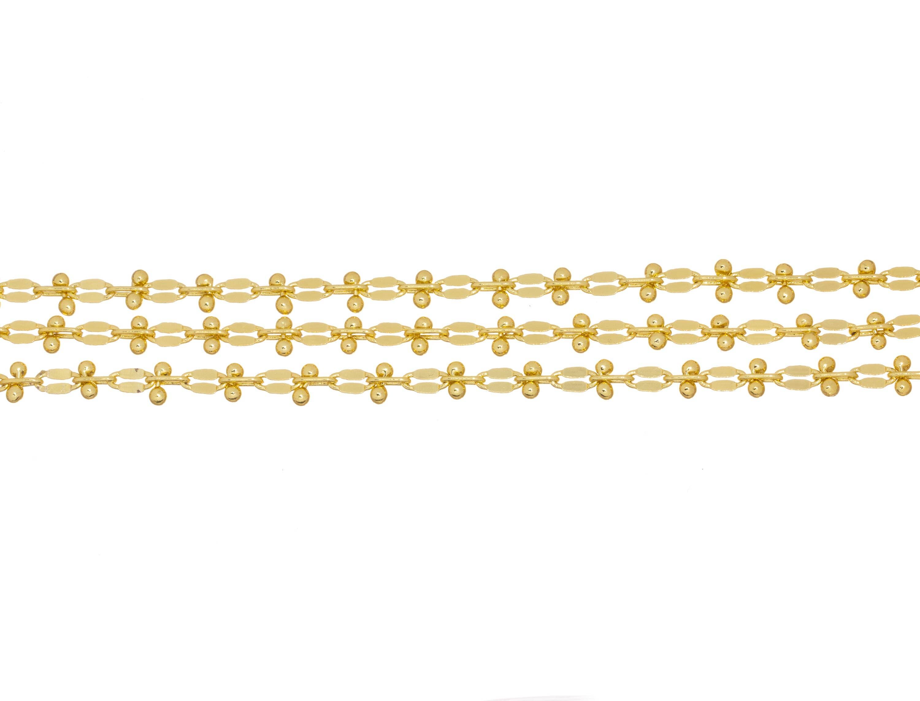 Jewel Pledge - Wholesale Link & Chain Necklace - Gold Oval Diamond Cut Satellite Ball Chain,CHG0881
