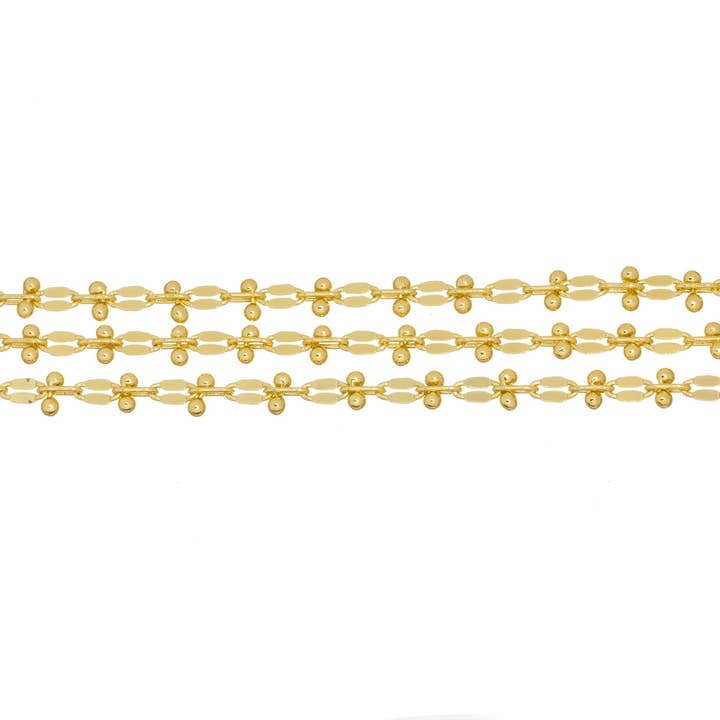 Jewel Pledge - Wholesale Link & Chain Necklace - Gold Oval Diamond Cut Satellite Ball Chain,CHG0881