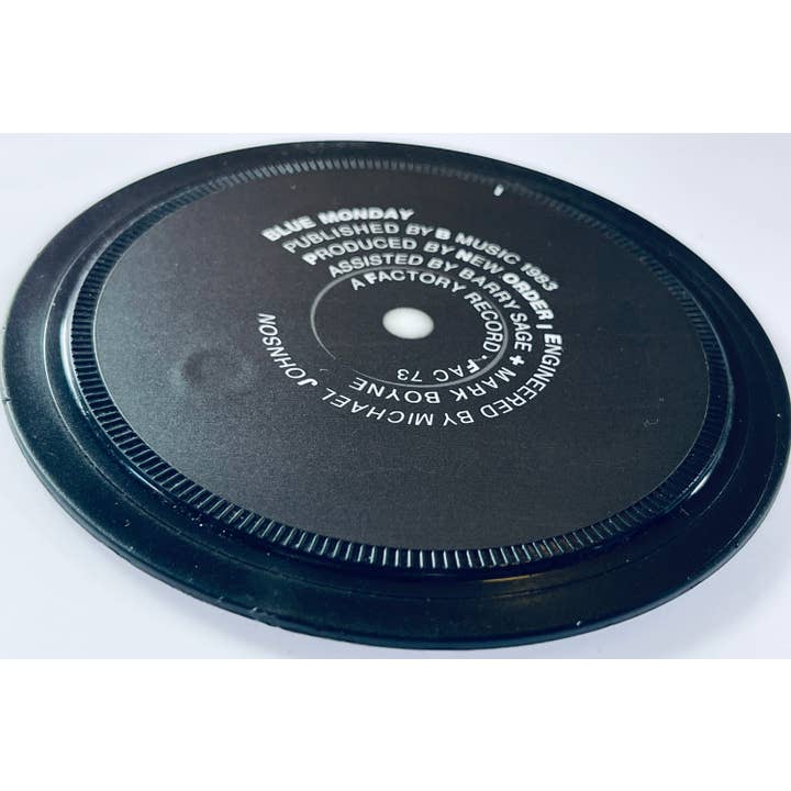 New Order - Blue Monday . Record Label Coaster. Popsters for wholesale by Popsters