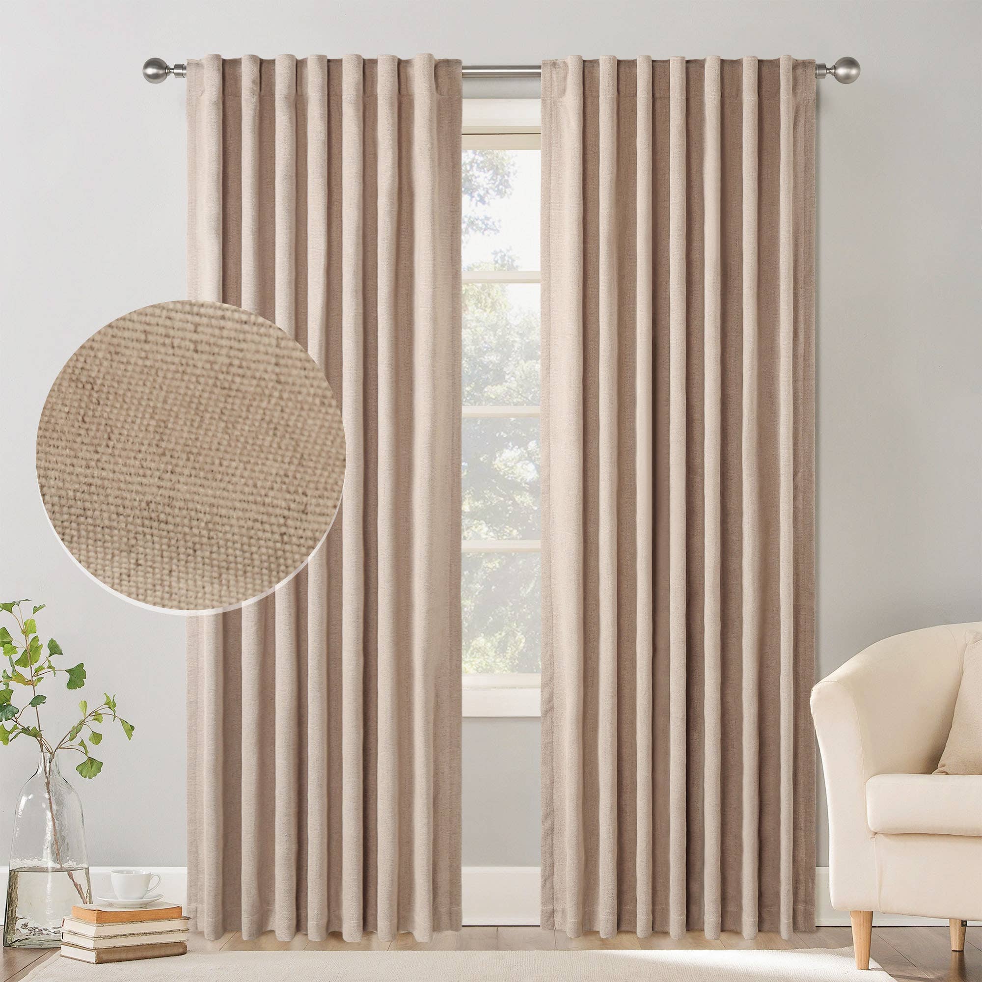 Awesome Home - Wholesale Curtain - Chenille Blackout Back Tab Curtains Pair, 2 Panels0