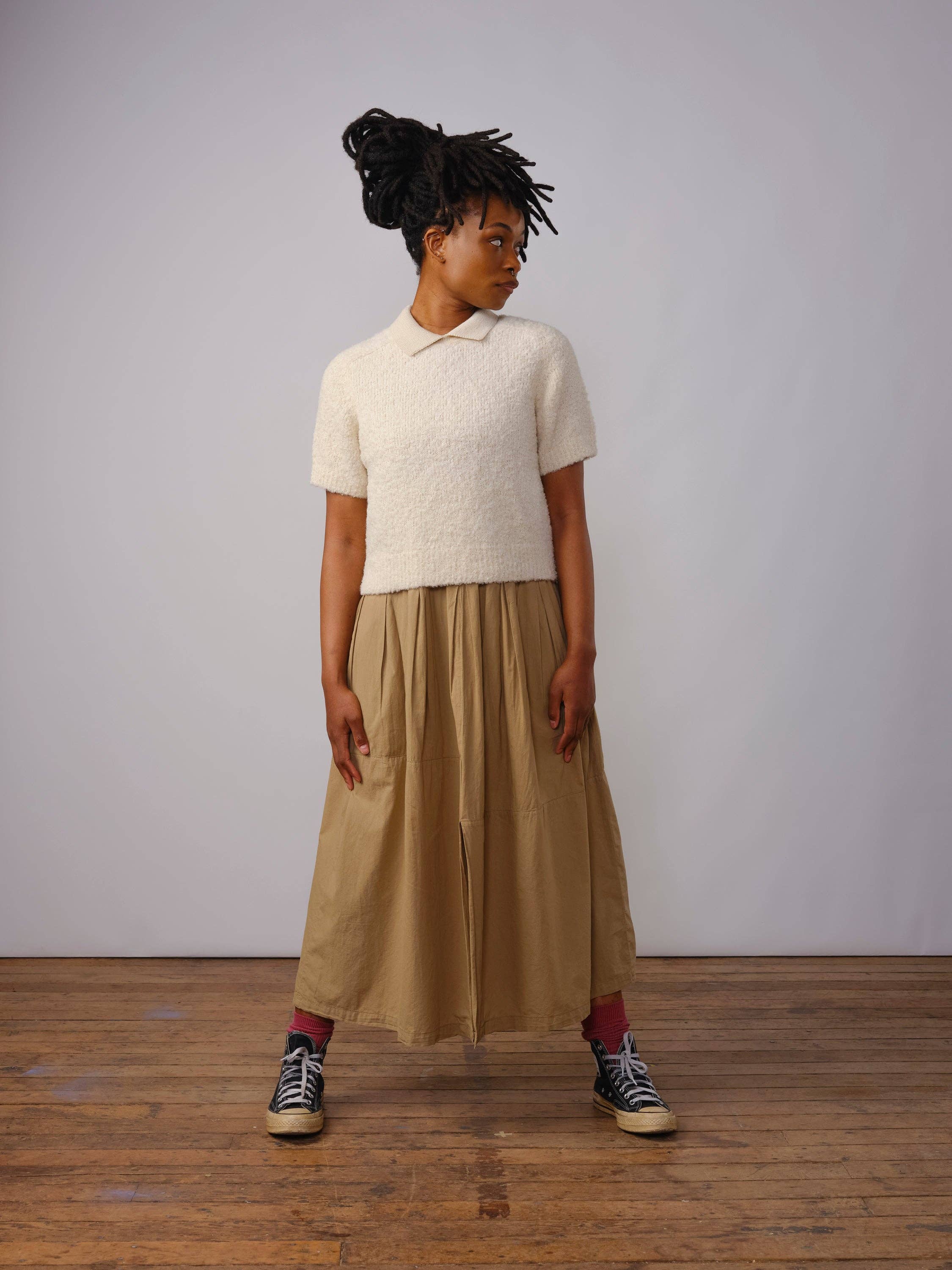 The Endery - Wholesale Polo - Women's - Ramona Bouclé Short Sleeve Polo - Calcite6