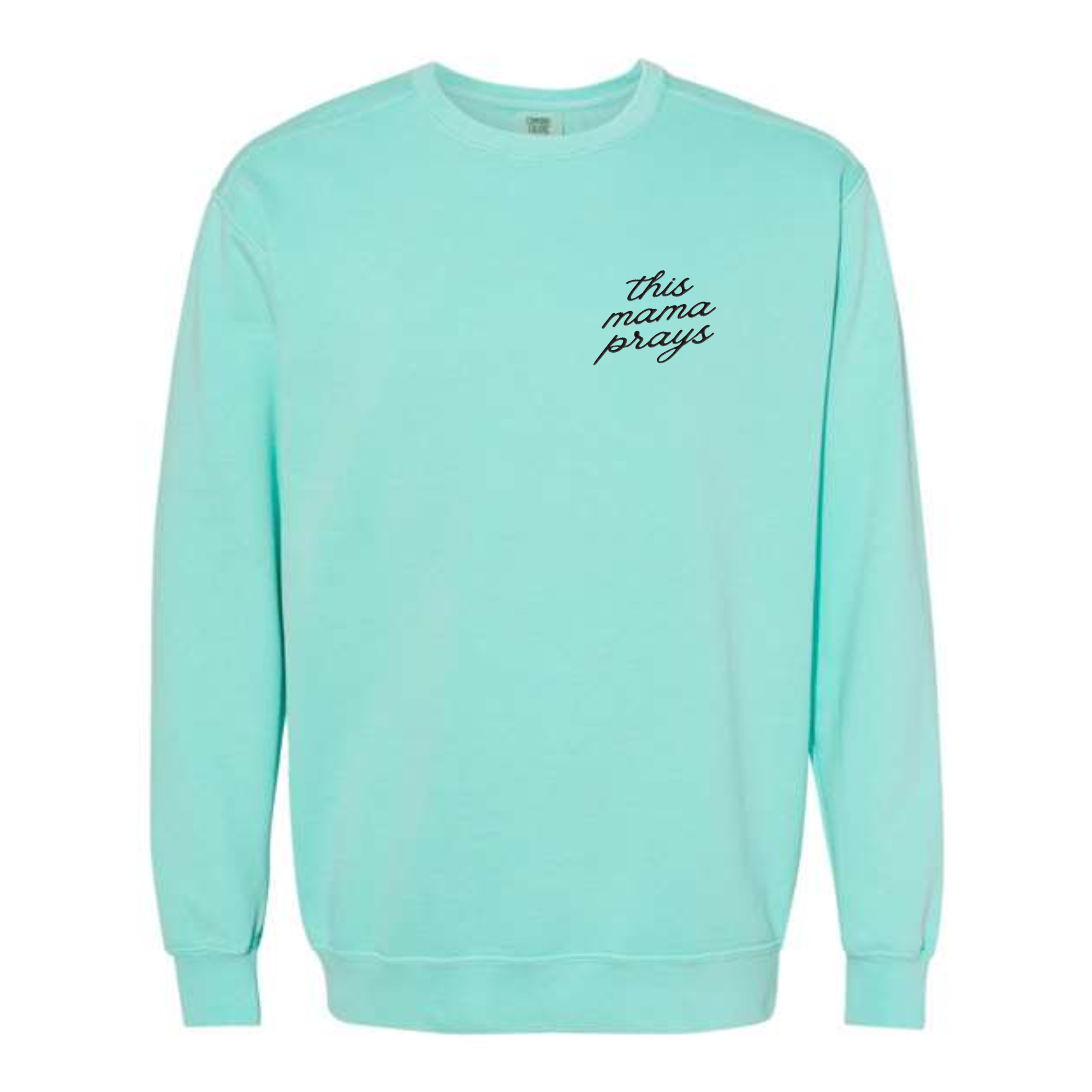 Scripted Pearl - Wholesale Sweatshirt - Women's - This Mama Prays Embroidered Comfort Colors Sweatshirt 6