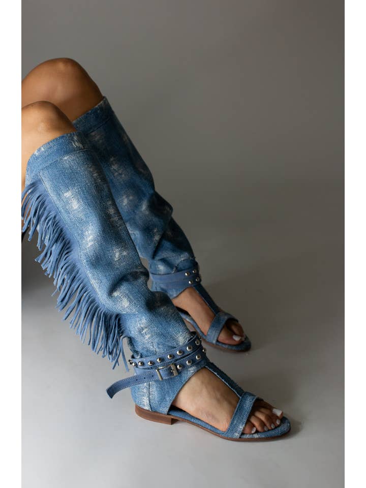 Cynthia Richard - Wholesale Boots - Women's - Abigale Blue Ripped Denim