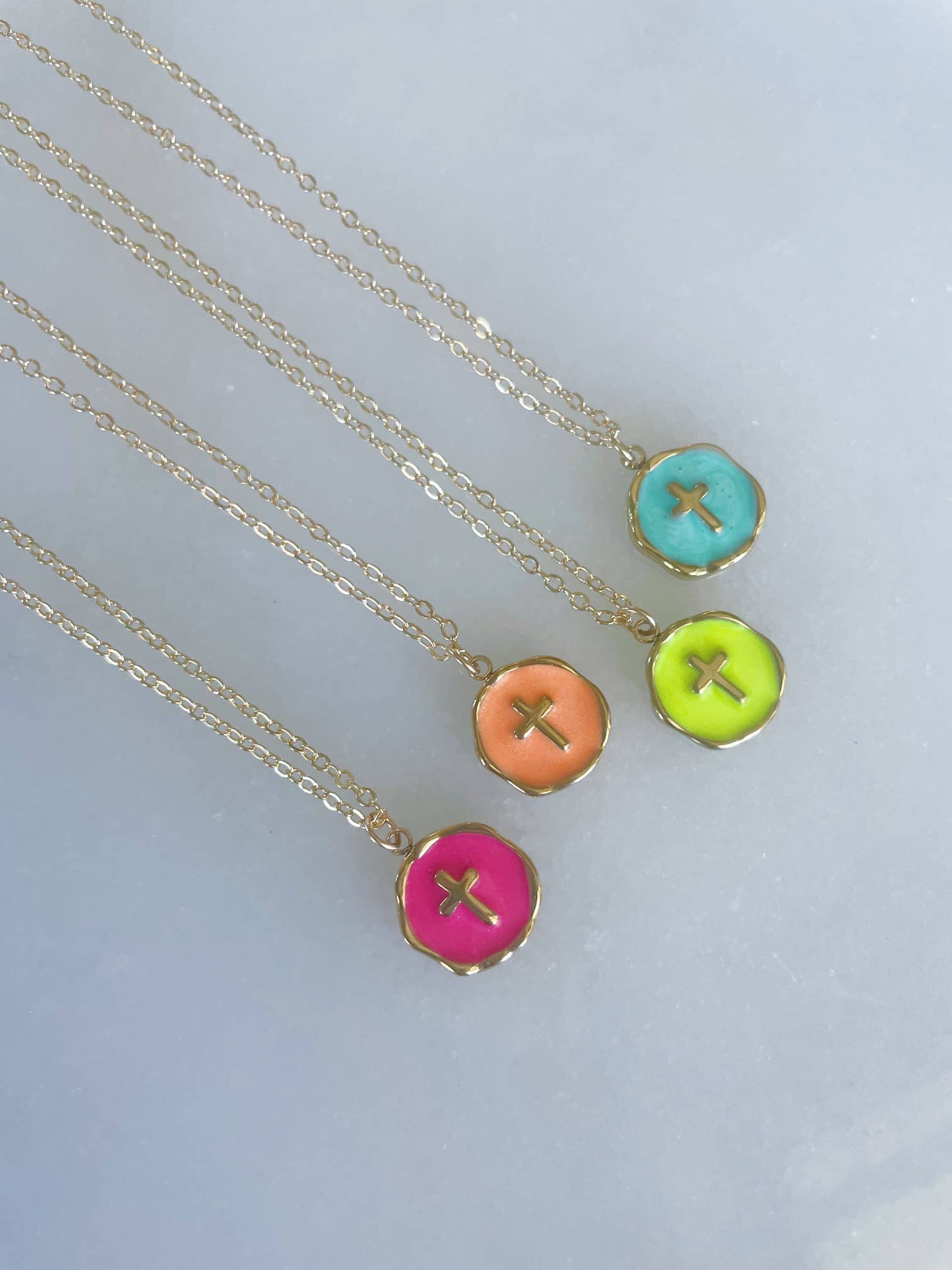 Laalee Jewelry - Wholesale Pendant/Charm Necklace - Colorful Charm Gold Cross Necklace, Religious Jewelry1