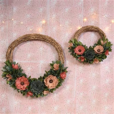 HomArt - Wholesale Wreath - Wood Shaving Wreath - Lrg - Pinks3