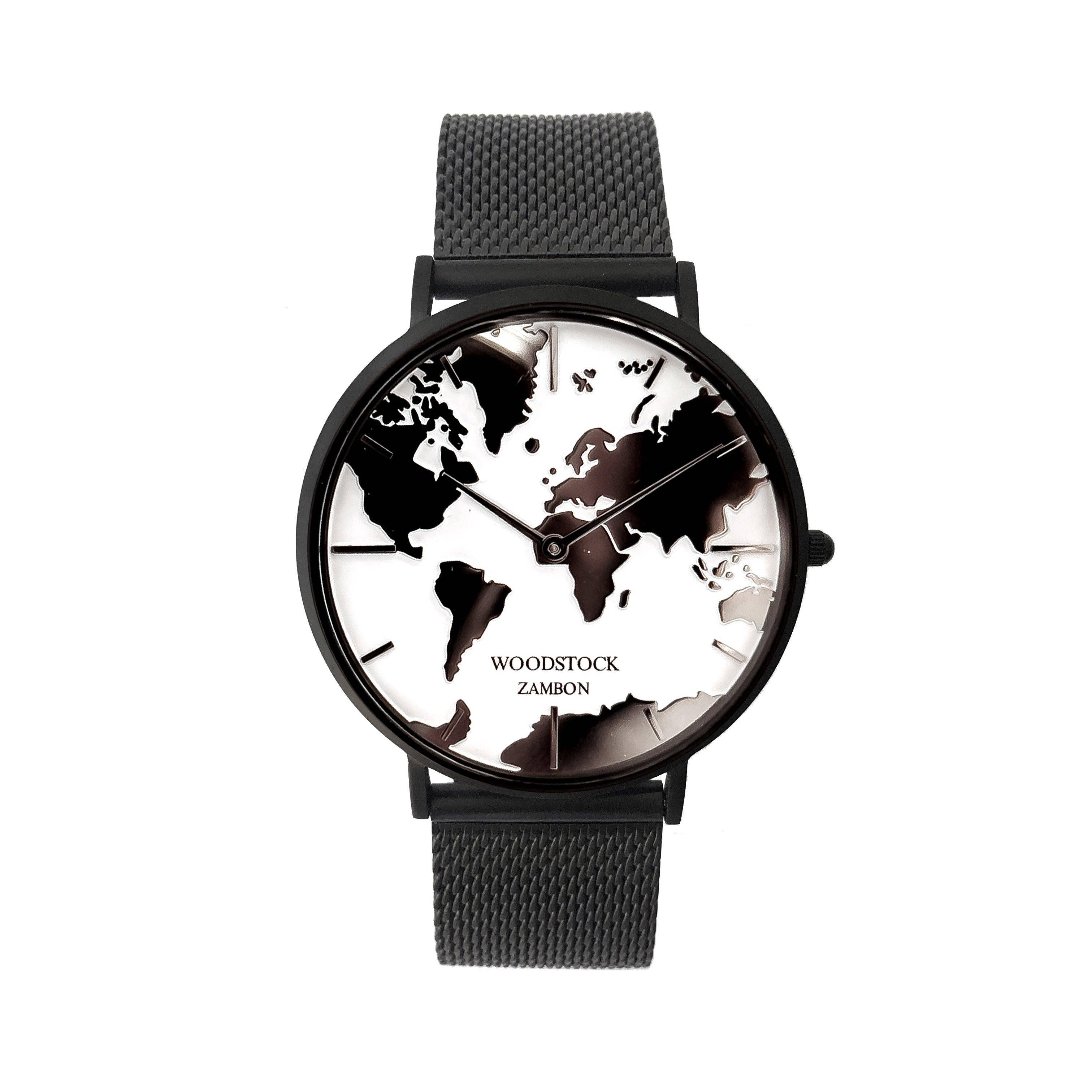Woodstock Zambon - Wholesale Wrist Watch - Unisex - Classic World Map Waterproof Watch - Limited Edition