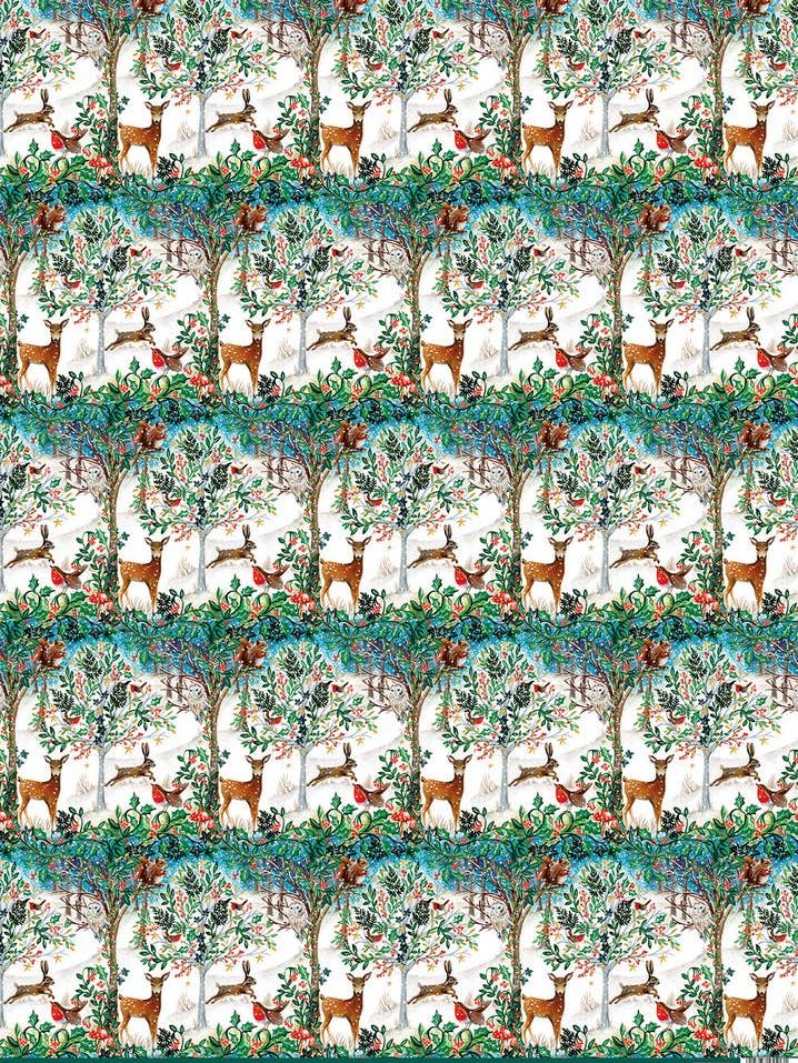 PAPIER CADEAU FEUILLE UNIQUE FORÊT D'HIVER pour la vente par Notes & Queries, Inc.