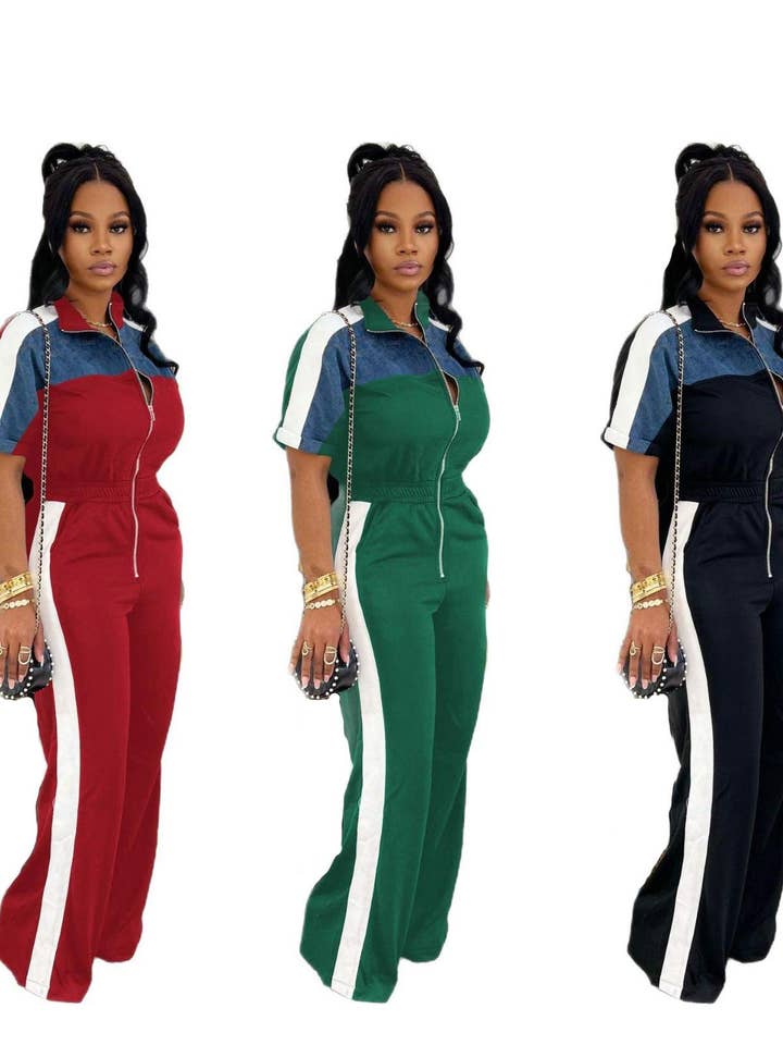 Suede Zip-Up Corset Waist Jumpsuit for wholesale by Flarix