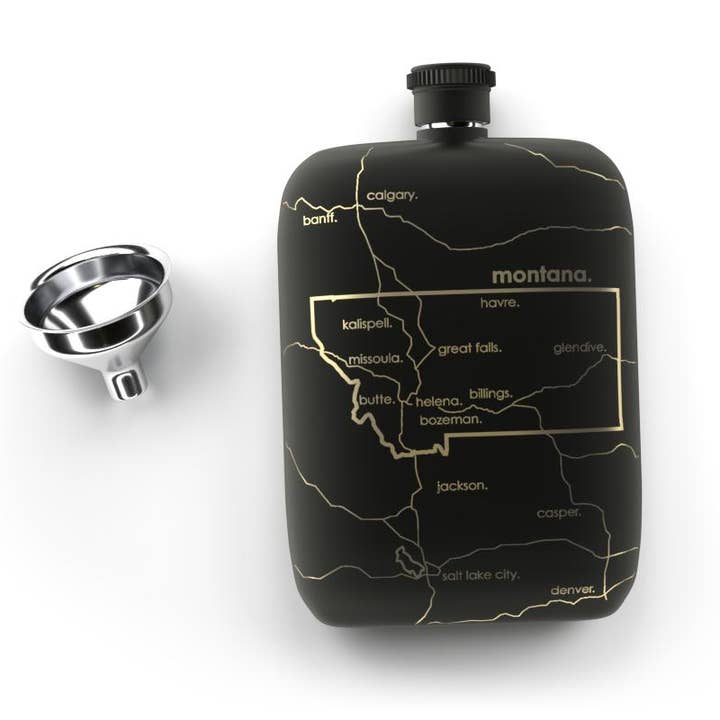 Well Told - Wholesale Flask - Montana - State Map - Pocket Flask w/ Funnel - 6 oz0