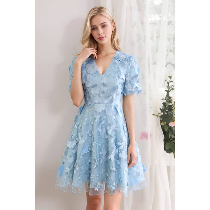 XHHH Inc - Wholesale Dress - Women's - X9035CD.3D Floral Embroidered Mini Dress7