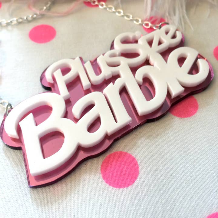 I'm Your Present - Wholesale Pendant/Charm Necklace - Plus Size Barbie Acrylic Necklace In Pink Mirror And White,3