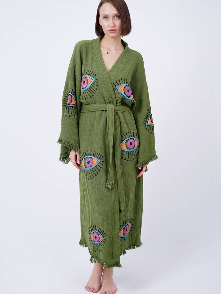 Bodho - Wholesale Kimono - Dames - Handgemaakte Evil Eye Boho Festival-kimono, Boho-strandkleding