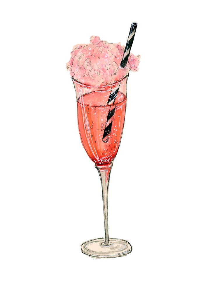 Cotton Candy Champagne Cocktail Art Print for wholesale by artxnikki
