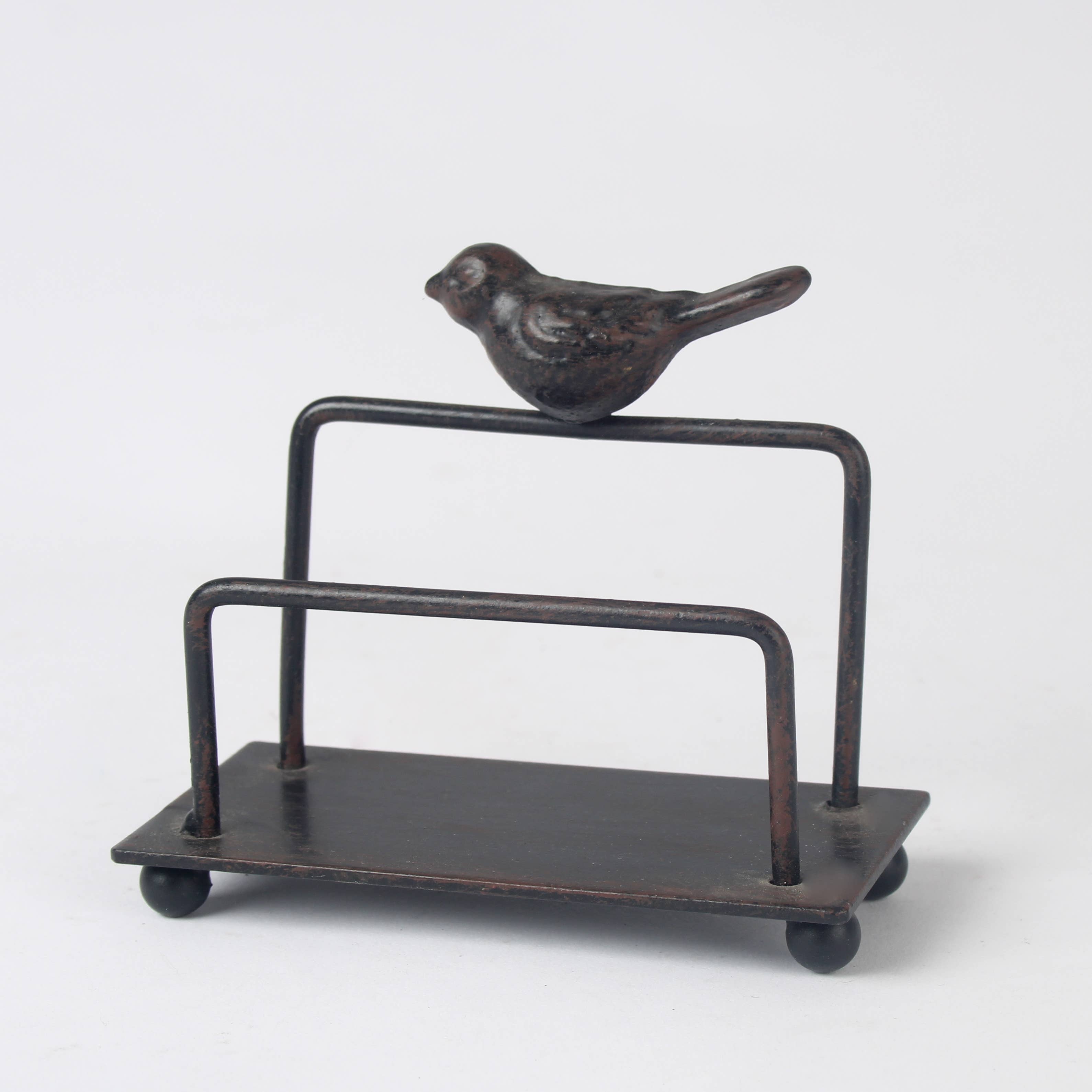 Originals International Ltd – wholesale Desk organiser – Cast Iron Bird Letter Rack – Rustic Post & Paper Holder0